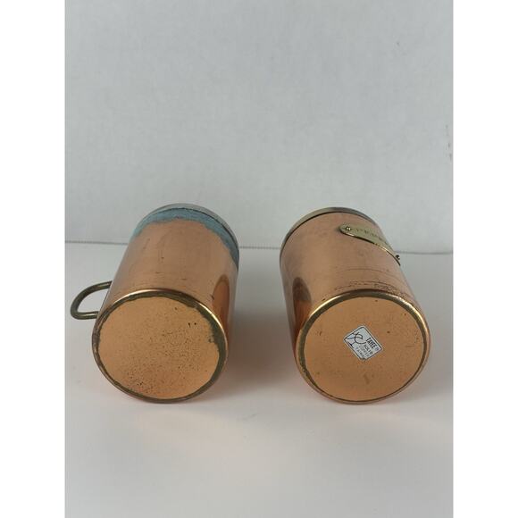 Salt & Pepper Shakers Copper And Brass Set VTG Country Decor - Picture 6 of 6